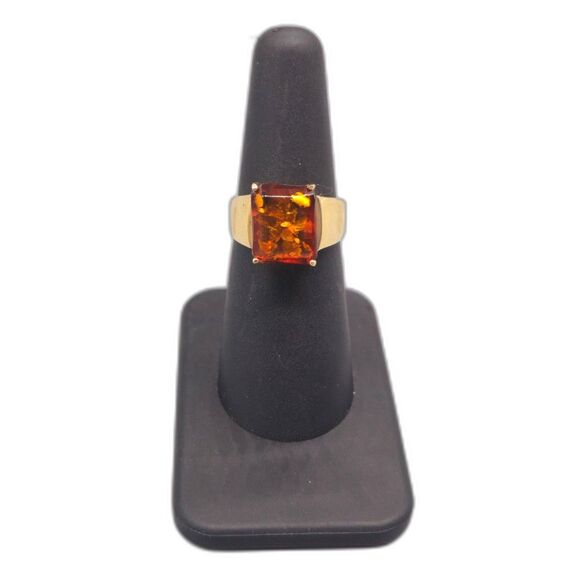 10KT YELLOW GOLD 3.50G AMBER RING SIZE 6.75 (141610-2)